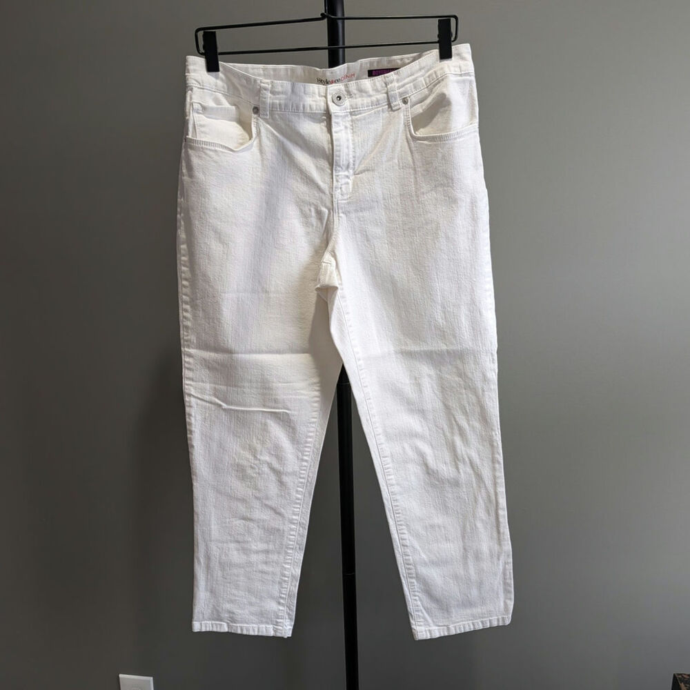 Style & Co Denim Boyfriend White Jeans Size 12